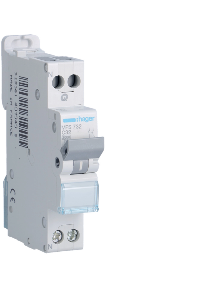 Disjoncteur Phase+ Neutre 32A 3kA Courbe C connexion automatique SanVis